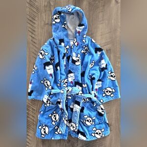 Steve Swim Boy's Blue Skull Pirate Ship Terrycloth Cover Up Robe Size M 7-8